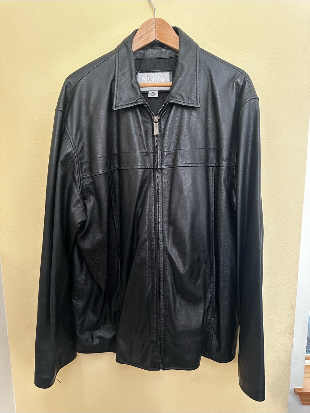 Wilsons Leather Black Men's Zip Leather Bomber Jacket